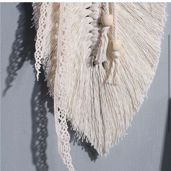 Boho Macrame and Lace Leaf Wall Hanging - Picture 6 of 6